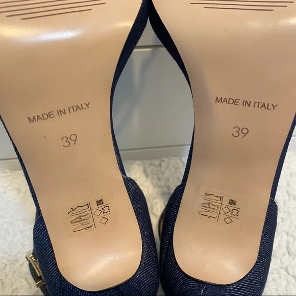 💕3/$50💕NWOT BcbgMaxAzria Denim Strap Heel Size 39 - Picture 12 of 14